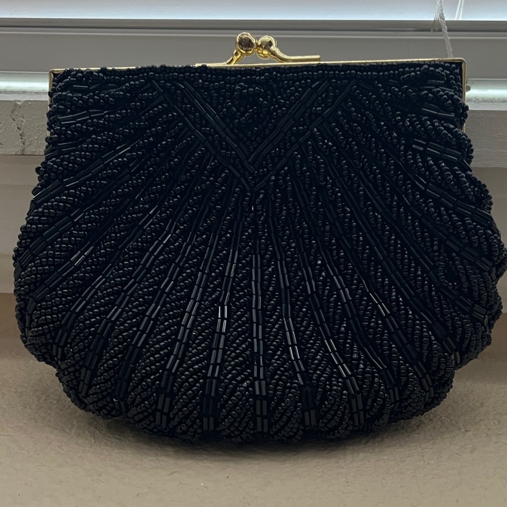Elegant Black Beaded Clutch